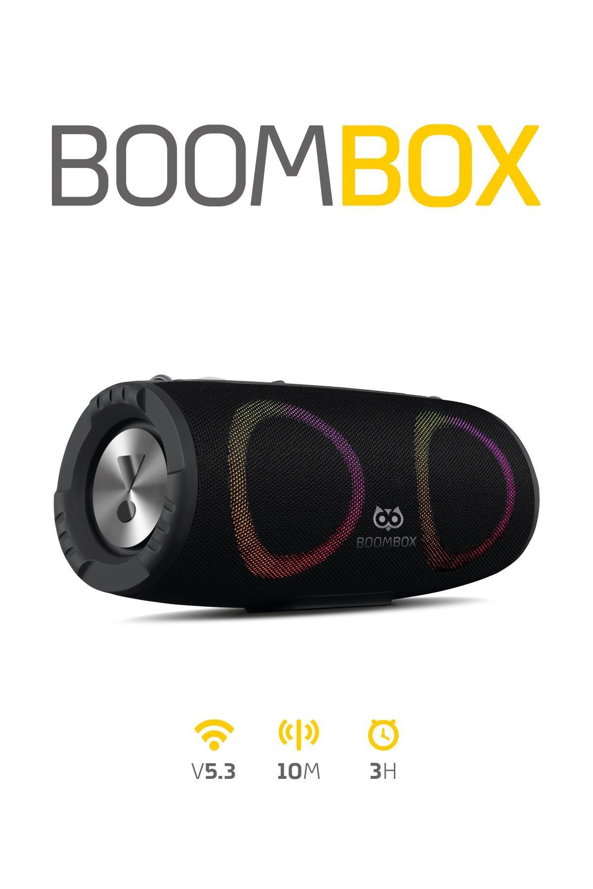 POWERWAYBoomBox 30W Çift Bass Usb Hafıza Kartı Aux Radyo Led Işıklı Bluetooth Hoparlör Hi-Fi Ses Bombası